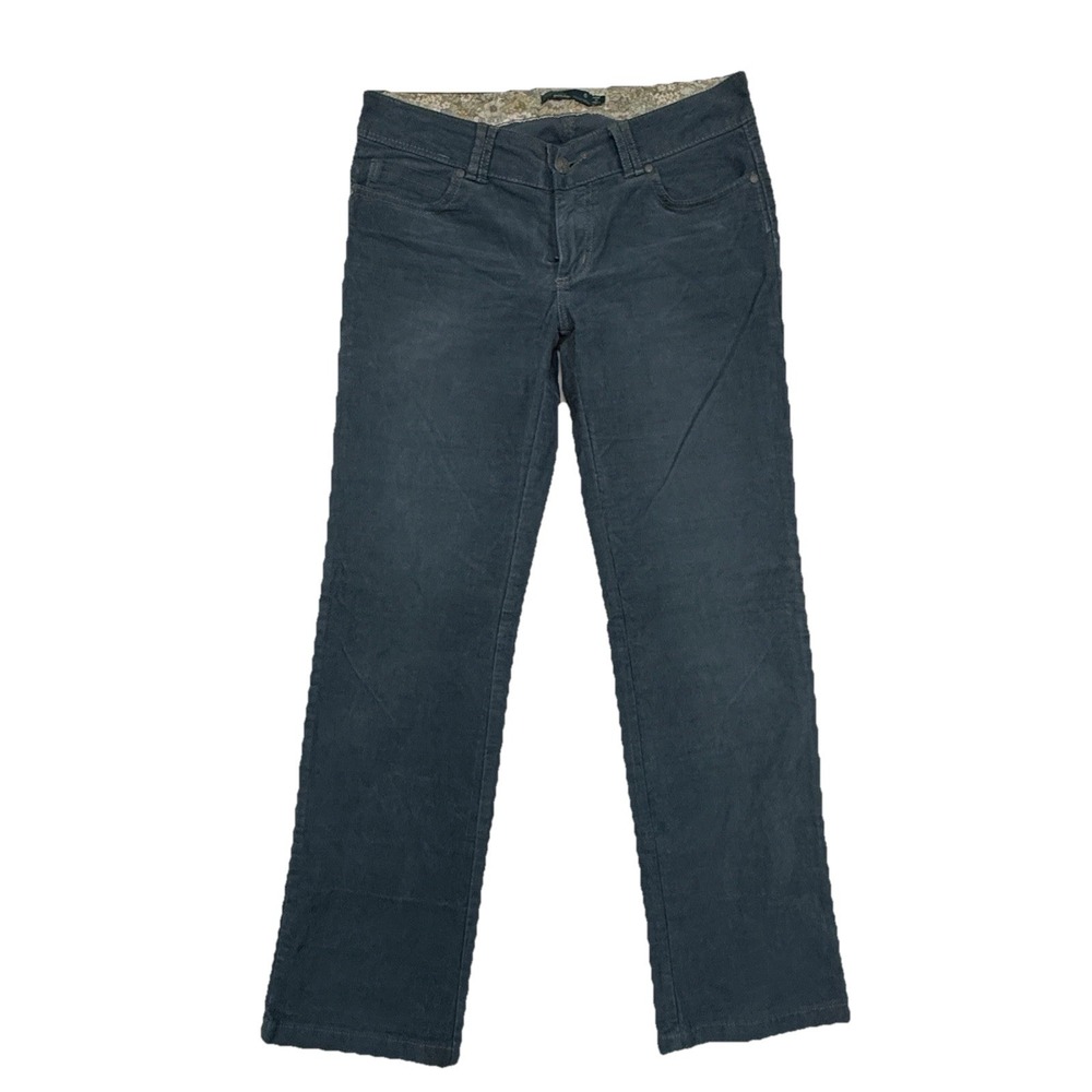Prana Corduroy Pants Womens 6 Organic Cotton Blue Green Stretch Straight Leg